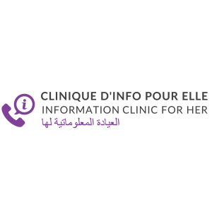 Information Clinic for Her logo - purple telephone graphic